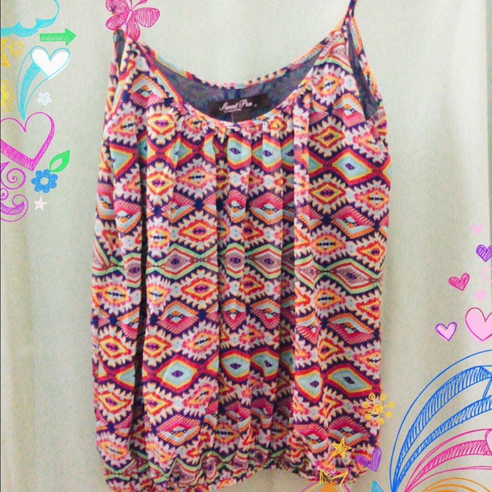Womens Boho Lined Sleeveless Top Y2K XS